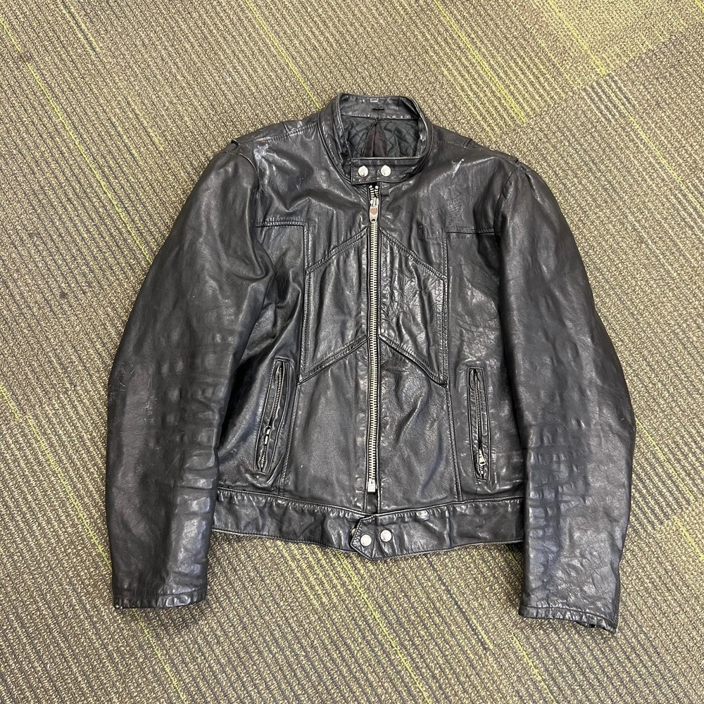 Vintage Honda Leather Jacket Mens 44 Black 1970s Cafe Racer Motorcycle